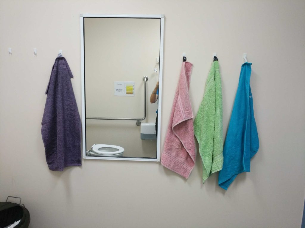Elli brought a hand towel to work as she didn’t want to use a hand towel – others have since followed her example
