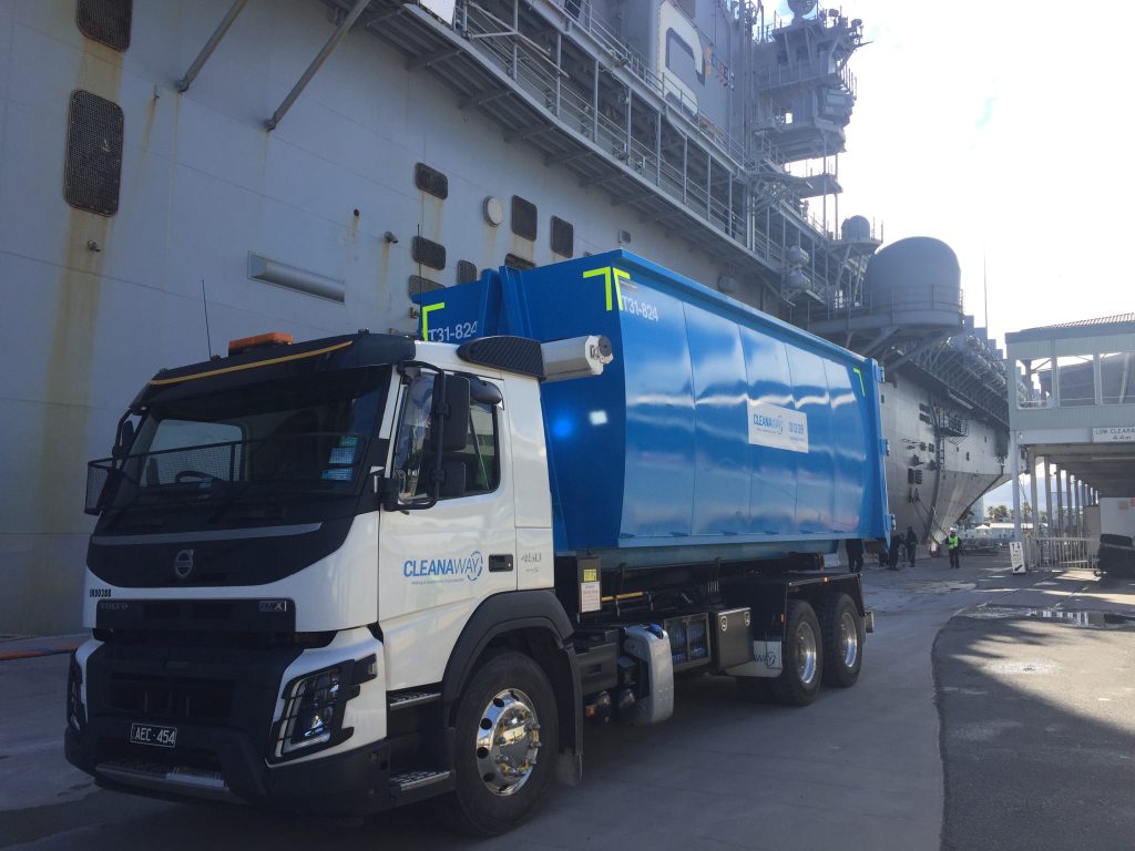 USS Bonhomme Richard and Cleanaway truck
